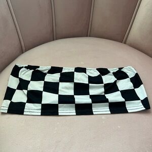 Checkered Black and White Tube Top